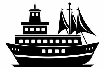 ship line art silhouette vector illustration