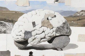 Surreal Brain Landscape Collage