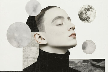 Surreal Portrait with Moon Phases