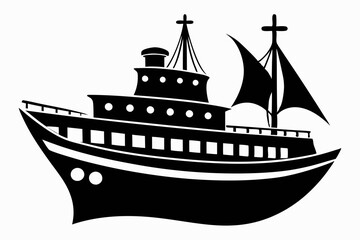 ship line art silhouette vector illustration
