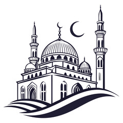 High-Quality Mosque Silhouette Vector illustration for Graphic Design isolated on a Transparent background