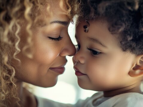Mother's gentle touch on baby's face