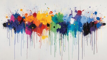 Fototapeta premium Vibrant Abstract Paint Splash with Colorful Drips and Dots