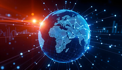 Fototapeta premium Global Network Connected to Earth, with white tones