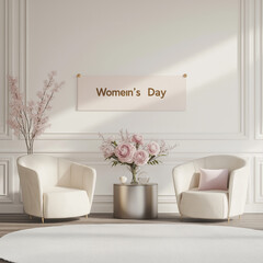 Elegant Women's Day Decor with Flowers and Gifts