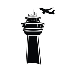 Creative style Airport Control Tower Logo And Icon silhouette vector airport radar and icon vector