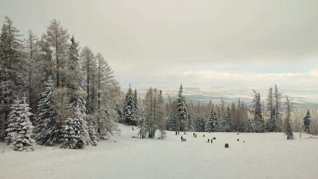 sledding and having fun on       Hrebienok, Slovakia