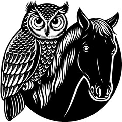 an owl image on a horse cartoon vector image on a white background 