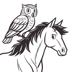an owl image on a horse cartoon vector image on a white background 