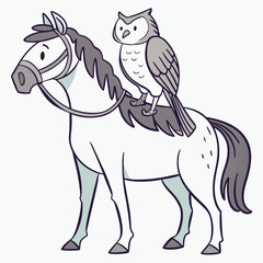 an owl image on a horse cartoon vector image on a white background 