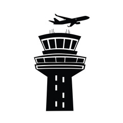 Creative style Airport Control Tower Logo And Icon silhouette vector airport radar and icon vector