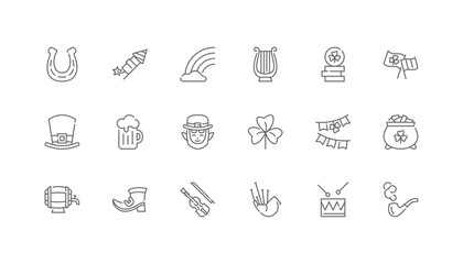 St Patrick Day | Set of line icons with editable stroke