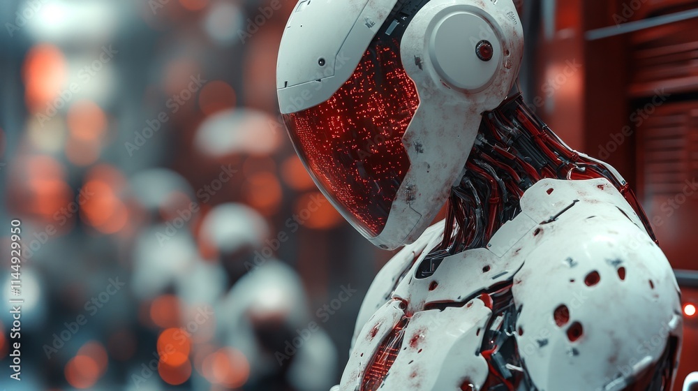 Poster advanced robotic systems engaged in ai-driven analysis in a futuristic environment