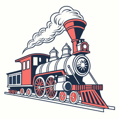 steam engine locomotive illustration on a white background  © ProshantaChakrabarty