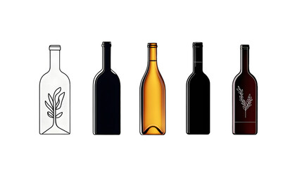 Minimalist Wine Bottle Outline Collection