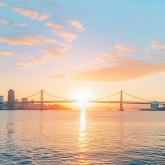 Fototapeta premium Beautiful cityscape and skyline of San Francisco at sunset, USA