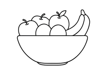 Minimalist Continuous Line Art of a Basket Full of Fruits with Woven Design and Assorted Fruits in a Modern Organic Style