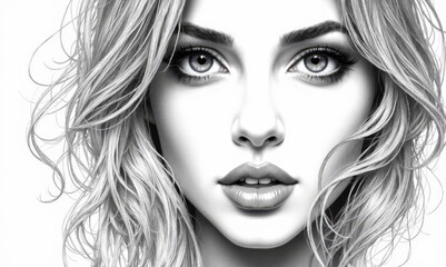 Fototapeta premium A black and white photo of a woman's face
