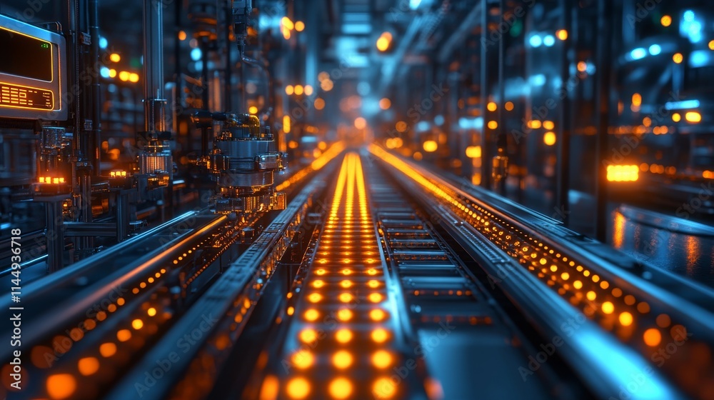 Poster capturing the integration of iot data streams in a futuristic industrial environment