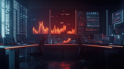 Ai Computer: Futuristic Command Center with Glowing Data Displays