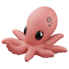 Octopus Emoji 3D Illustration