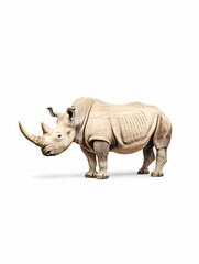 Obraz premium White Rhino Standing, Isolated, Wildlife Conservation, Animal Print, Zoo.