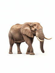 Obraz premium African Elephant Standing, White Background, Wildlife Conservation, Safari, Poster.