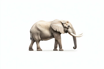 Obraz premium African Elephant Walking, Isolated, White Background, Safari Wildlife, Conservation.