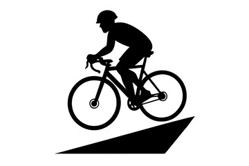 Obraz premium A cyclist vector silhouette on white background