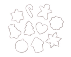 Forms for cookie cutting. Christmas cookie, homemade cookie, pastry, bakery. Hand drawn vector illustration