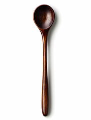 Dark Brown Wooden Spoon Isolated White Background Cooking Utensil.