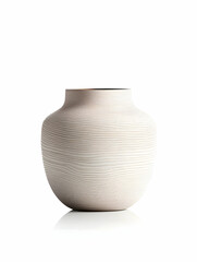 Elegant beige ceramic vase, studio shot, white background, home decor, interior design.