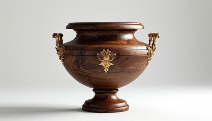 mockup Classic wooden urn for human ashes with copy space