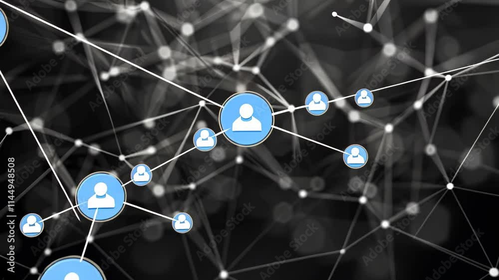 Poster an intricate network of white nodes connected by lines appears against a dark backdrop, symbolizing 