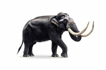 Obraz premium Majestic Asian Elephant Walking, Isolated White Background, Wildlife Conservation, Advertisement.