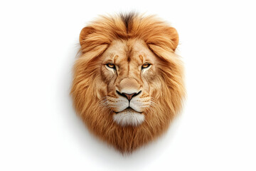 Majestic lion head, isolated on white background, digital art, for branding or logo.