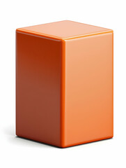 Orange Block Shape 3D Render Isolated White Background Design Element.