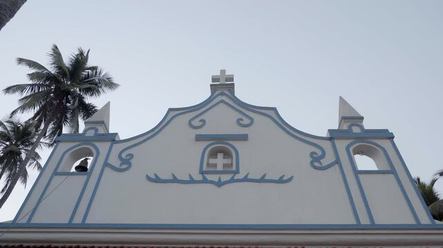 Sectarian church. Crucifix on the building.