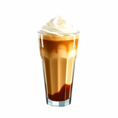 Refreshing Iced Coffee Glass with Whipped Cream in Pastel Tones, Logo Style