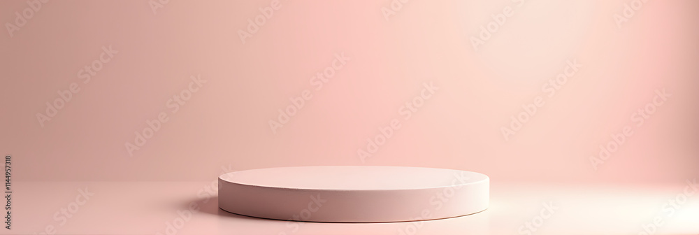 Poster the sandstone top product display platform is presented in a soft, calming pastel color tone, evokin