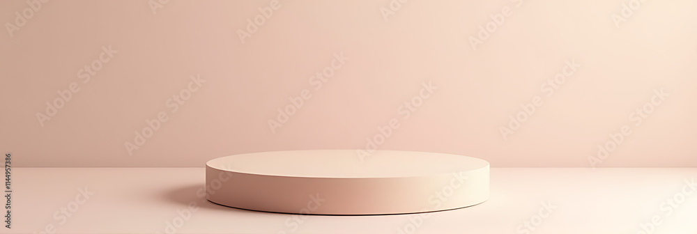 Poster the sandstone top product display platform is presented in a soft, calming pastel color tone, evokin
