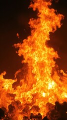 Fiery orange and yellow flames engulfing the frame, intense heat, dramatic background, bonfire, abstract