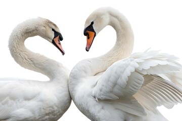 Swans isolated on white background 