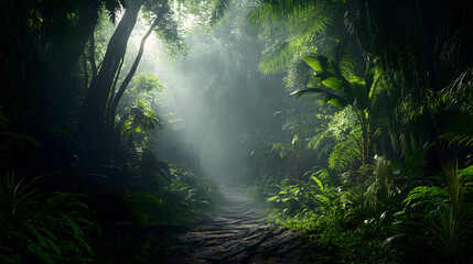Fototapeta premium A deep Southeast Asian rainforest, rich with vibrant jungle life.