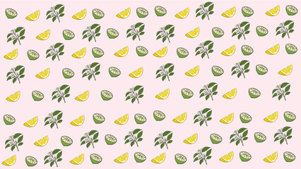  seamless summer cloth  pattern with lemon and lemon flower 