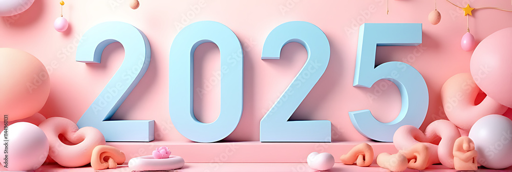 Poster The 2025 mockup features a pastel color background that inspires goal setting and creativity with its unique visual design elements._00002_