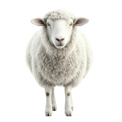 Fototapeta premium Sheep Lamb Farm Animal Livestock Wool White Fluffy Domesticated Mammal Grazing Pasture Agriculture Meat Production Isolated on White Background Realistic Detailed Illustration Rendered Image 3D Model