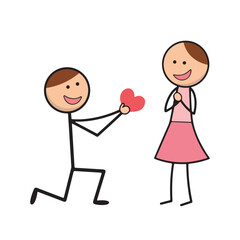 Heartfelt Proposal A Cute Stick Figure Love Moment