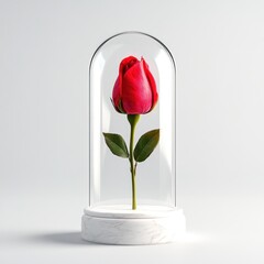 Rose Bud Encased in Glass Dome
