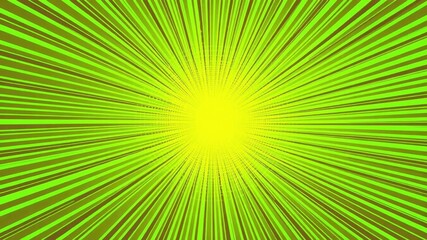 Vibrant lime green background with bold, radiating lines and halftone dots, vector, digital